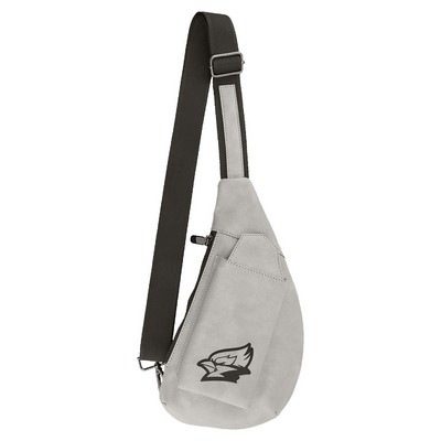 Light Gray Crescent Leatherette Crossbody Bag