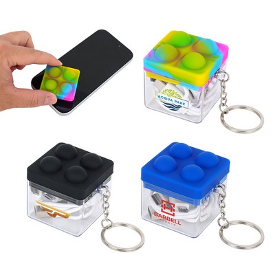 Push Pop Charging Cable with Keyring & Screen Cleaner