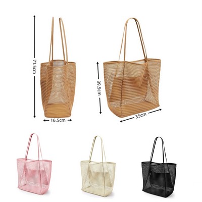 Foldable Summer Mesh Shoulder Beach Nylon Tote Bag
