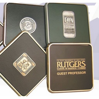 Executive Square Coaster W/1/4" Die Struck Emblem