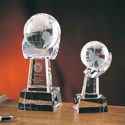 8" Crystal Spinning World On Hand Award