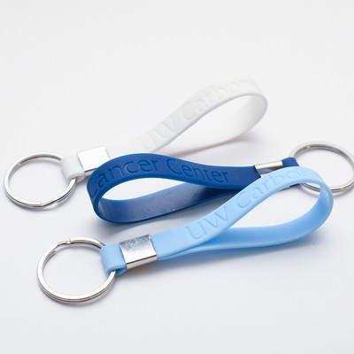 1/2" Debossed Silicone Wristband w/ Key Chain
