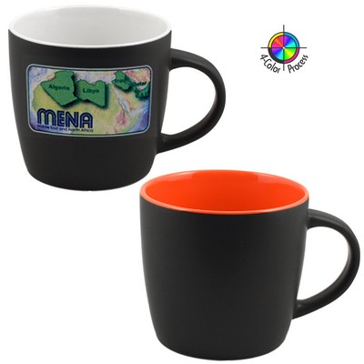 12 Oz. Two-Tone Black/Orange Euro Cafe Mug - 4 Color Process