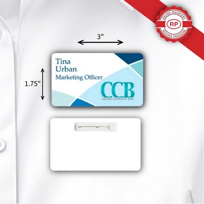 Laminated Personalized Name Badge (1.75"x3") Rectangle