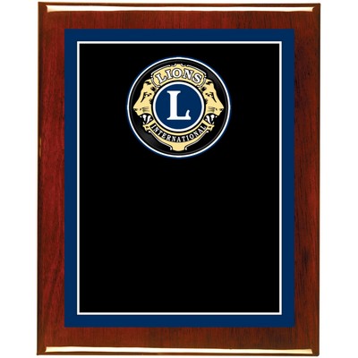 Rosewood Piano Finish Plaque with Lions Club Brass Plate, 9 x 12"