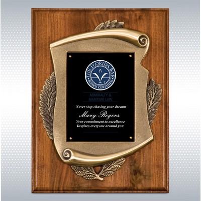 Walnut Plaque w/Scroll Frame (10.5 x 13")