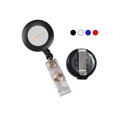 Round Plastic Clip-On w/Dome Badge Reel. BLANK