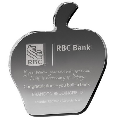 Clear Apple Paper Weight (4 1/8"x 4 5/8" 3/8") Laser Engraved