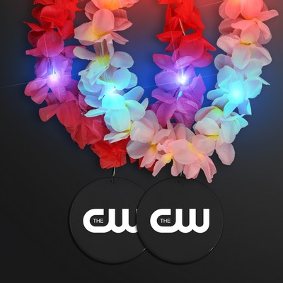Light Up Hawaiian Leis with Custom Black Medallion - PRINTED