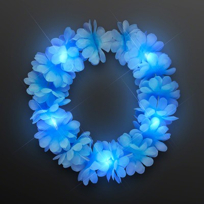 Light Blue Flower Festival Crown, LED Stretchy Headband - BLANK