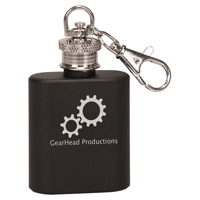 1oz Black Stainless Steel Flask Keychain