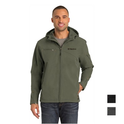 Port Authority® Textured Hooded Soft Shell Embroidered Jacket