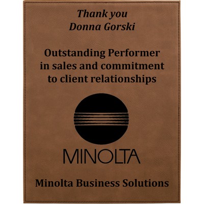 9" x 12" Dark Brown Laserable Leatherette Plaque
