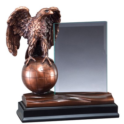 8" Electroplated Bronze Eagle on Globe Trophy