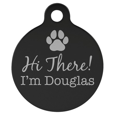 1.25" Black Anodized Aluminum Round Pet Tag with Tab
