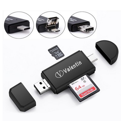 3-In-1 Portable Memory Card Reader