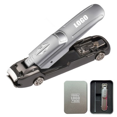Tin Box Car Shaped Nail File Clipper With Phone Stand