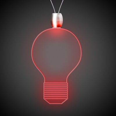 24" Red Light Bulb Light-Up Pendant Necklace(Laser Engraved)