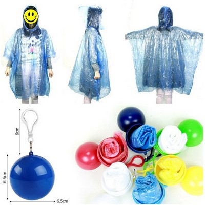 Keychain with Disposable Raincoat Ponchos