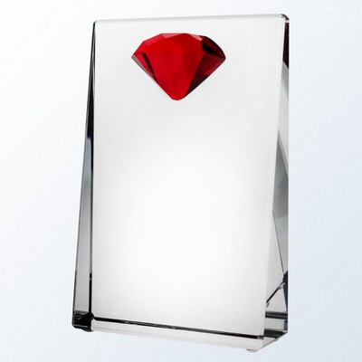 Red Diamond Wedge Crystal Award, 7"H