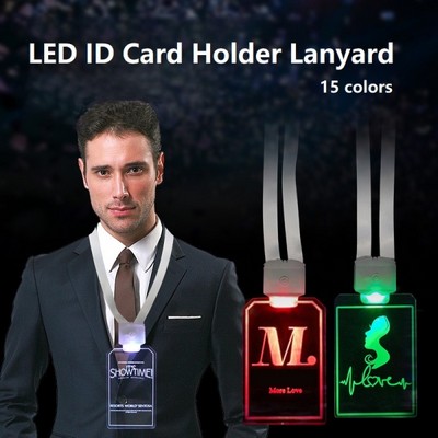 LED ID Card Holder Lanyard Name Badges Work Permit