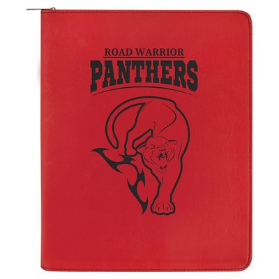 9 1/2" x 12" Red Leatherette Portfolio with Zipper and Notepad