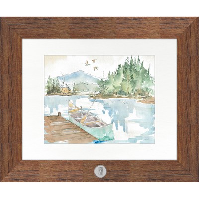 "Lake House I" Art Print W/ Silver Medallion