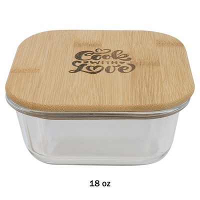 18 oz. Square Glass Container with Bamboo Lid