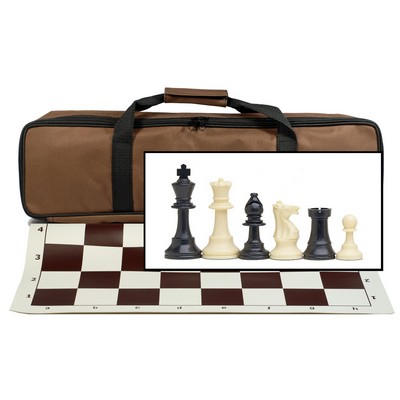 Travel Tournament Chess Set, 20 in Board, Chess Bag, 3.75 in. King