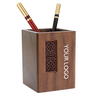 Wooden pen holder storage box with eight sided diamond cute desktop storage creative wooden pen hold