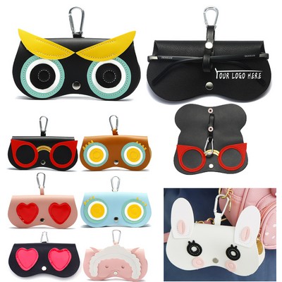 Soft Leather Sunglasses Case w/ Keychain