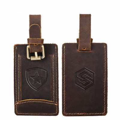 Debossed Top Grain Genuine Leather Baggage Tag (Gift Box is Optional)