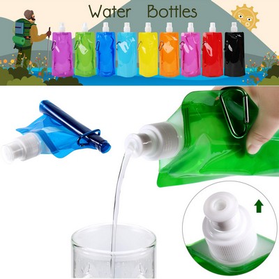 16 Oz. Foldable Water Bottle w/Carabiner
