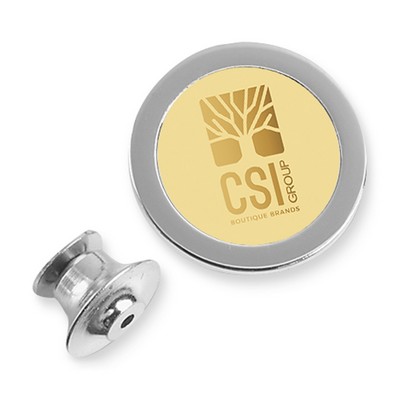 Silver Lapel Pin W/ Gold Medallion