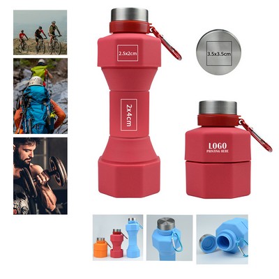 21 oz.Collapsible Dumbbell Water Bottle With Carabiner