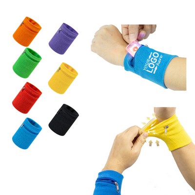Zipper Wrist Pouch Sweatband