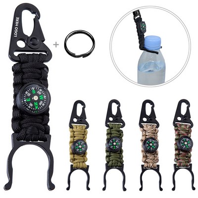 Handmade Paracord Survival Key Chain With Compass And Bottle Holder