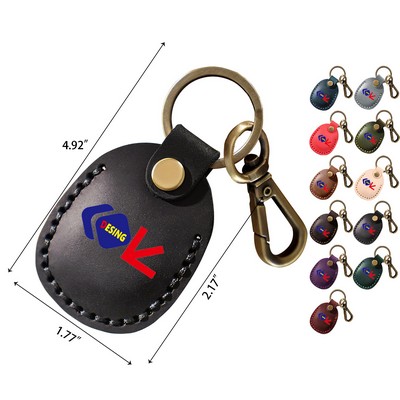 Genuine Leather Tag Holder Portable Air Keychain