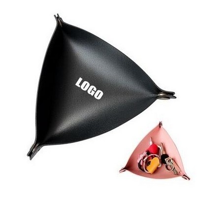 Large Triangular PU Leather Foldable Holder With Metal Clasps