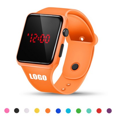 Sports Watch With Red Digital Square Dial Adjustable Band Detachable Design