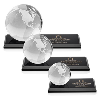 Globe Award on Rectangle Base - Black