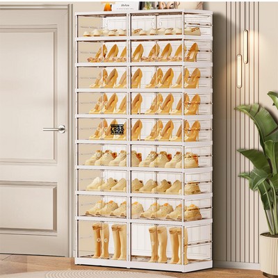 9-Tier Clear Foldable Shoe Rack Organizer