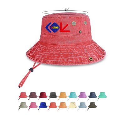 Classic Cotton Wide Brim Bucket Adjustable Hat
