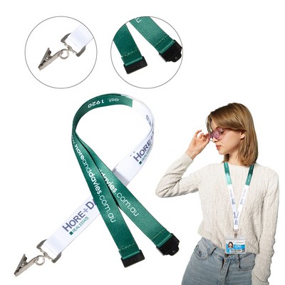 Custom 3/4" Lanyard w/ Badge Clip & Safety Breakaway