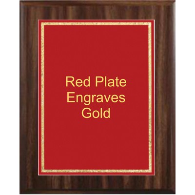 Walnut Plaque 6" x 8" - Red/Gold - 4" x 6" Florentine Frame Designer Plate