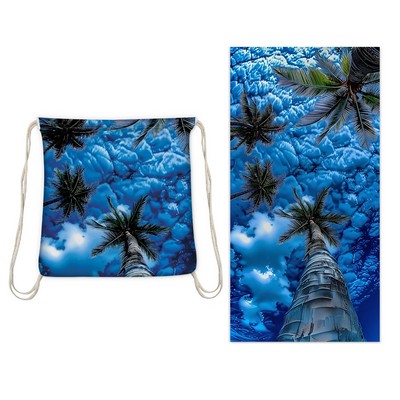 2 in 1 Drawstring Beach Towel Backpack 32 x 63 Inch