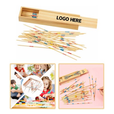 Classic Wooden Pick-Up Sticks Game in Compact Box
