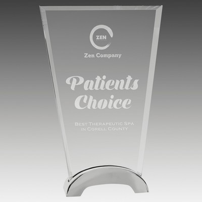 8.5" Fan Platinum Glass with Arch Metal Base