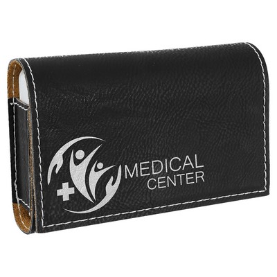 4.75" x 3.1" Black/Silver Leatherette Pill Box