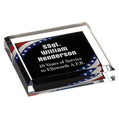 3.75" x 3.75" Stars & Stripes Marbleized Acrylic Paperweight